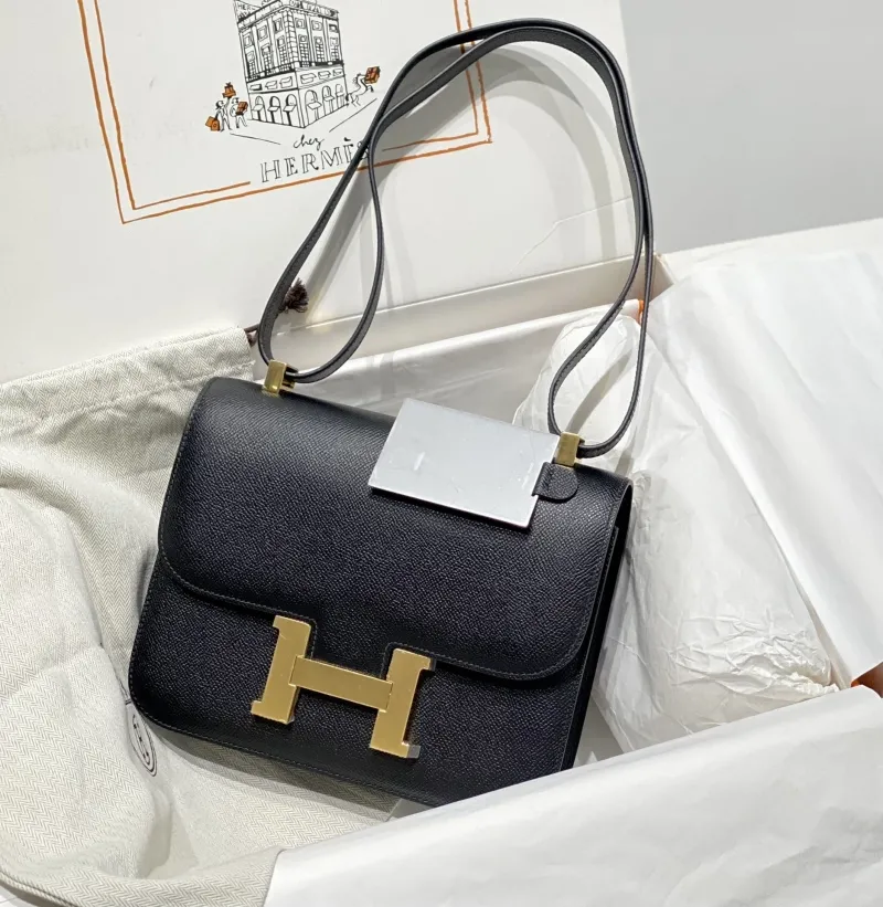 Hermes Black Leather Satchel Bag 258 - Image 4