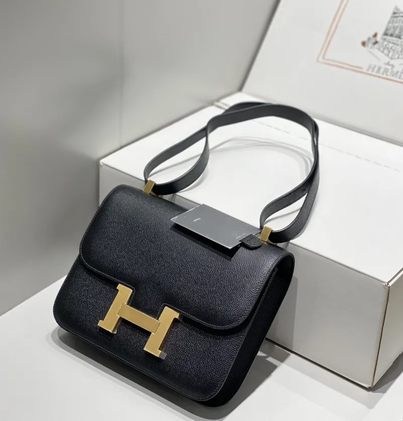 Hermes Black Leather Satchel Bag 258 - Image 5