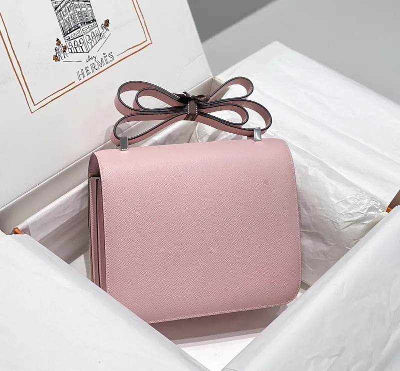 Alternative view of Hermes Pink Leather Crossbody Satchel Bag 261