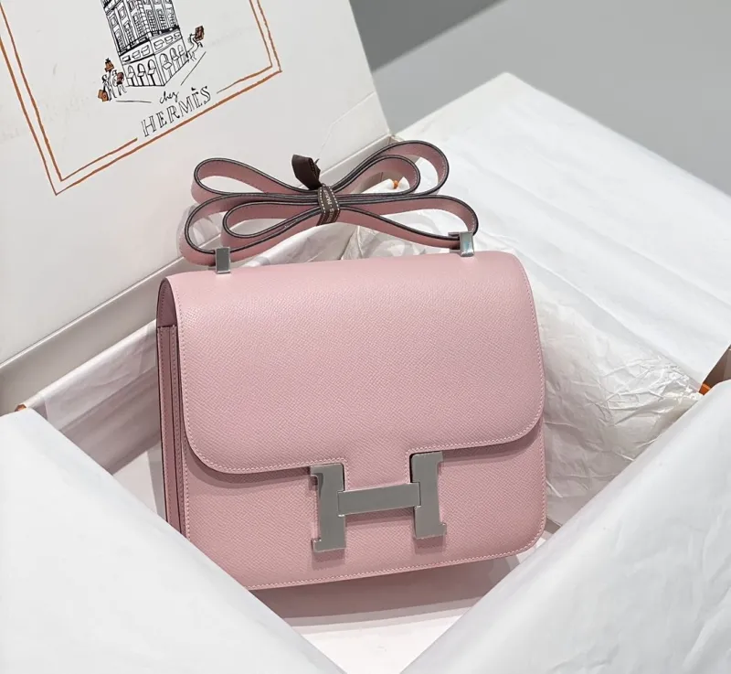 Hermes Pink Leather Crossbody Satchel Bag 261 - Image 3