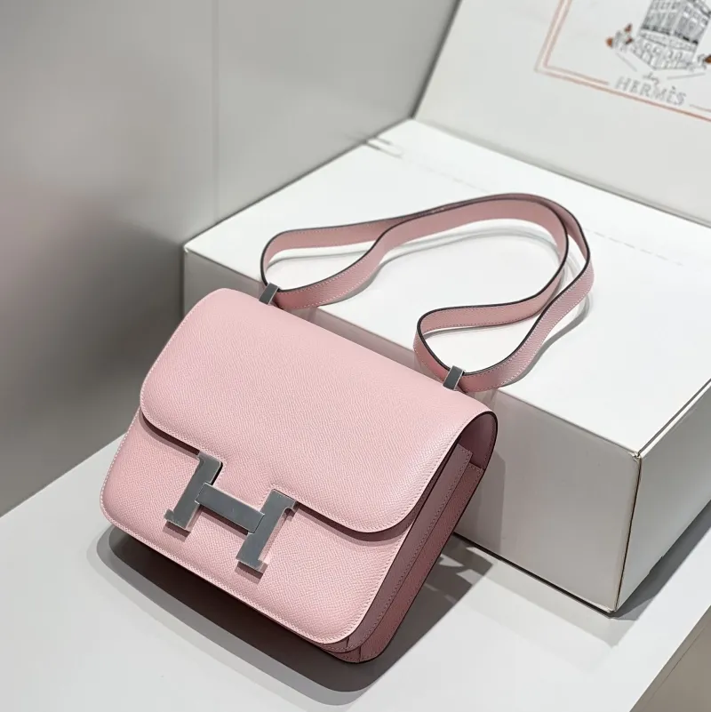 Hermes Pink Leather Crossbody Satchel Bag 261 - Image 4