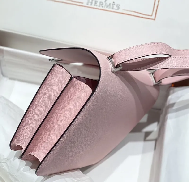 Hermes Pink Leather Crossbody Satchel Bag 261 - Image 5