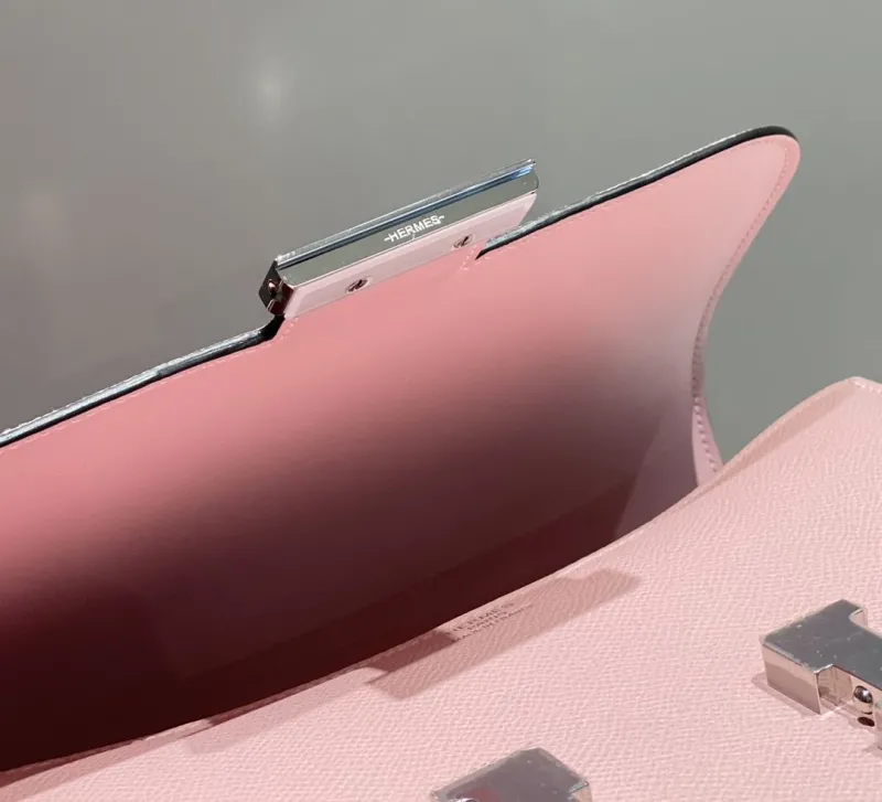 Hermes Pink Leather Crossbody Satchel Bag 261 - Image 7