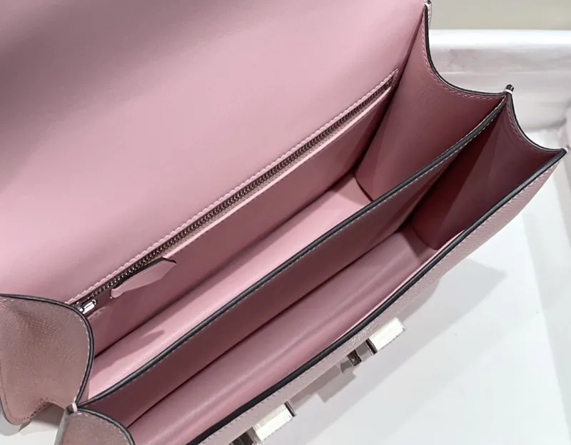 Hermes Pink Leather Crossbody Satchel Bag 261 - Image 9