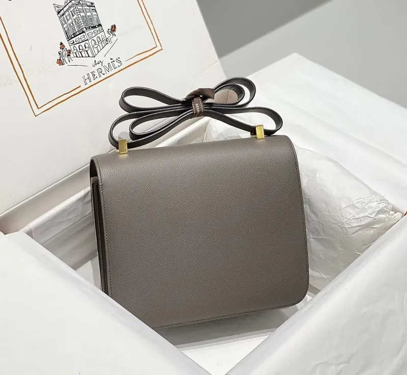 Alternative view of Hermes Gray Leather Satchel Bag 263