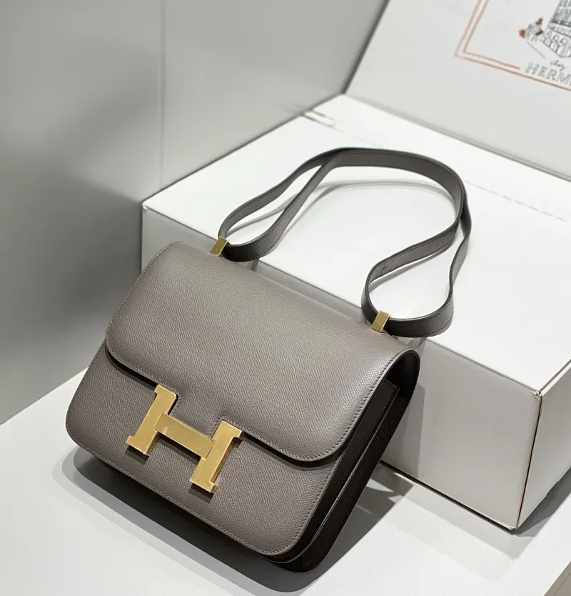 Hermes Gray Leather Satchel Bag 263 - Image 4
