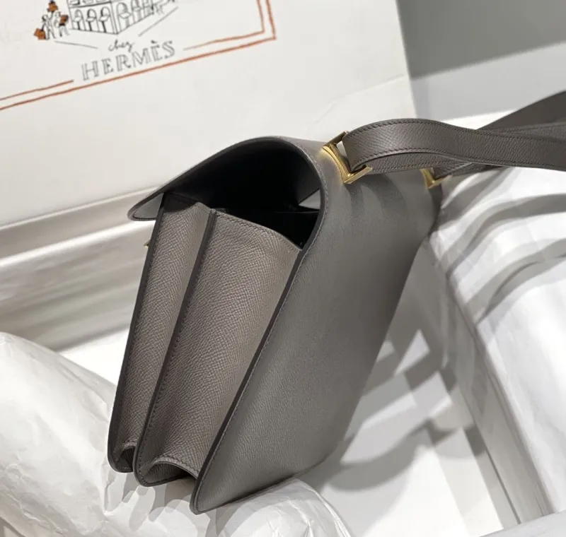 Hermes Gray Leather Satchel Bag 263 - Image 5