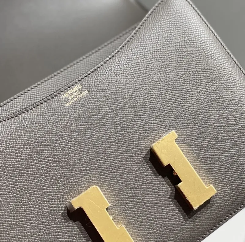Hermes Gray Leather Satchel Bag 263 - Image 6