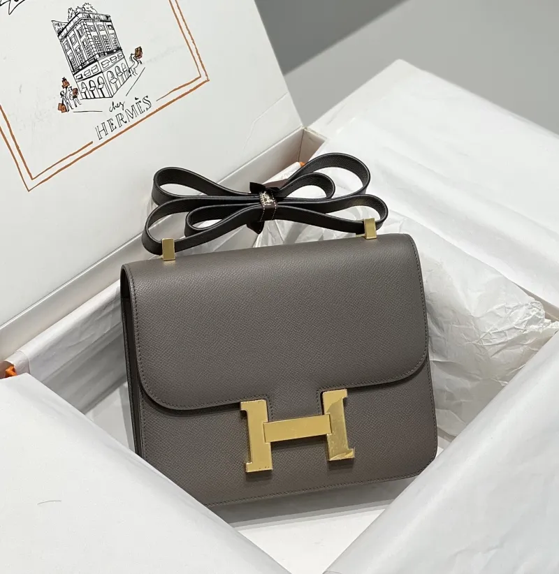 Alternative view of Hermes Gray Leather Satchel Bag 264
