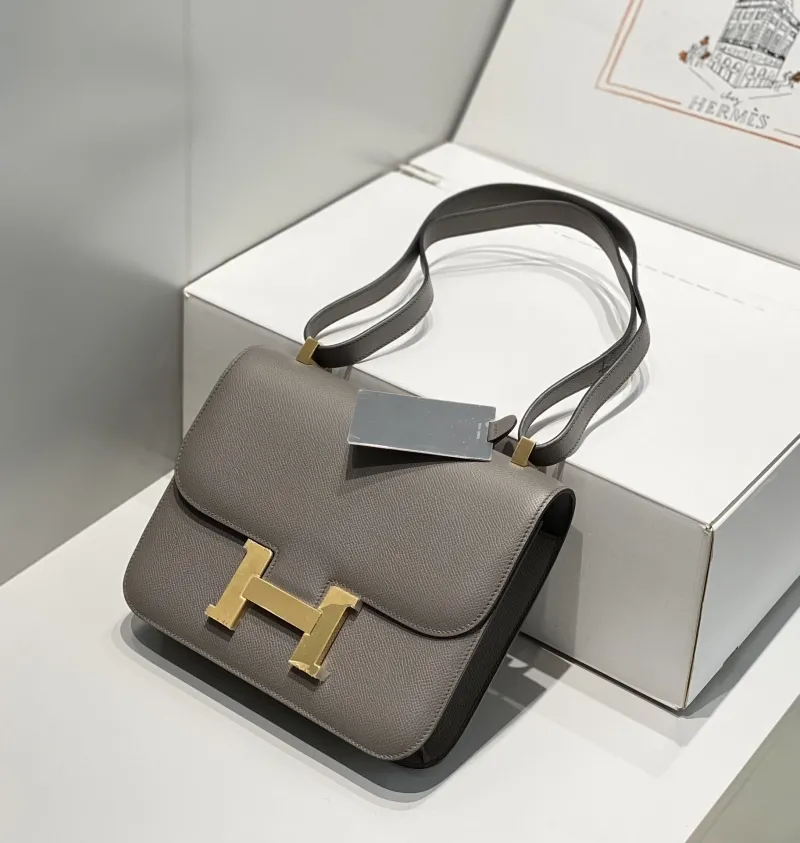 Hermes Gray Leather Satchel Bag 264 - Image 4