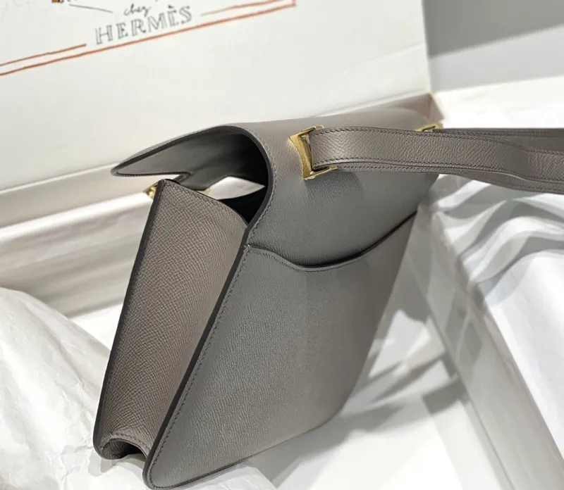 Hermes Gray Leather Satchel Bag 264 - Image 5
