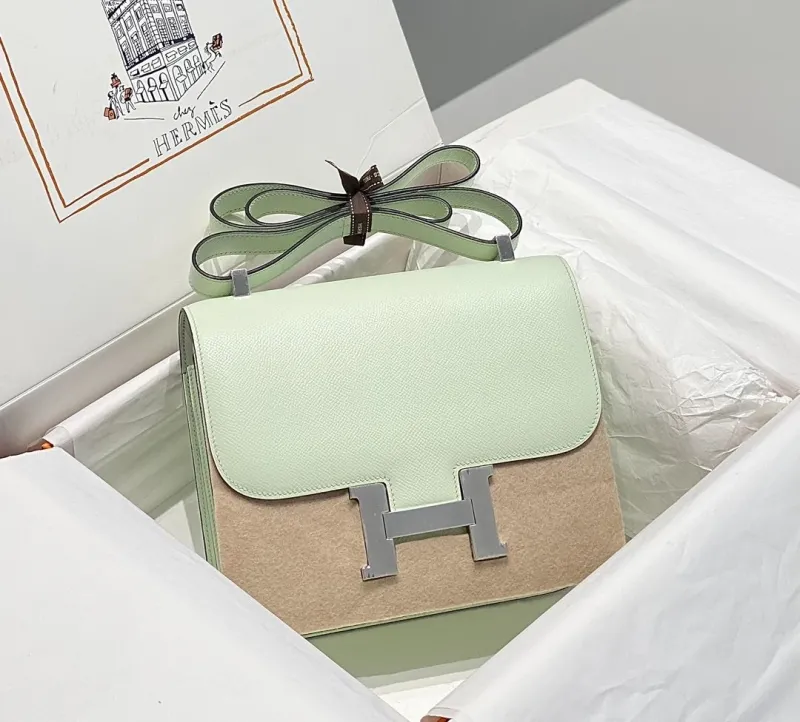 Hermes Light Green Satchel Bag 265