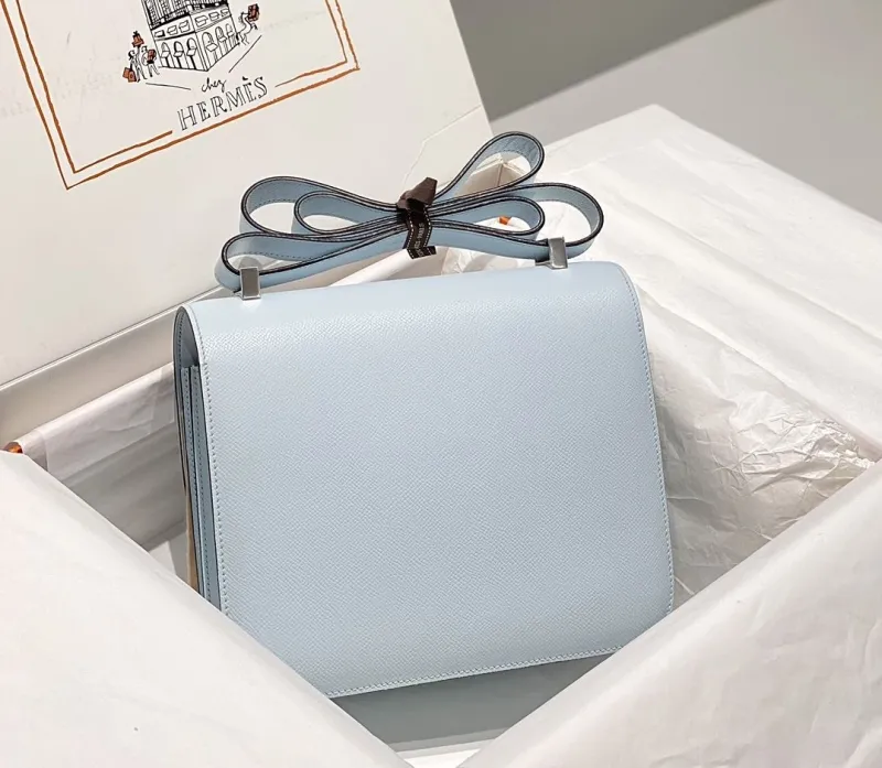 Alternative view of Hermes Light Blue Leather Satchel Bag 267