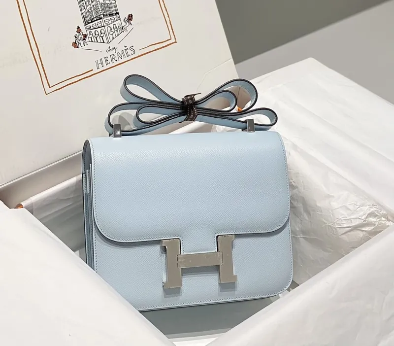 Hermes Light Blue Leather Satchel Bag 267 - Image 3