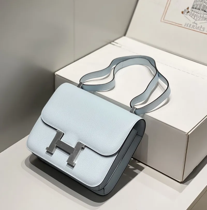 Hermes Light Blue Leather Satchel Bag 267 - Image 4