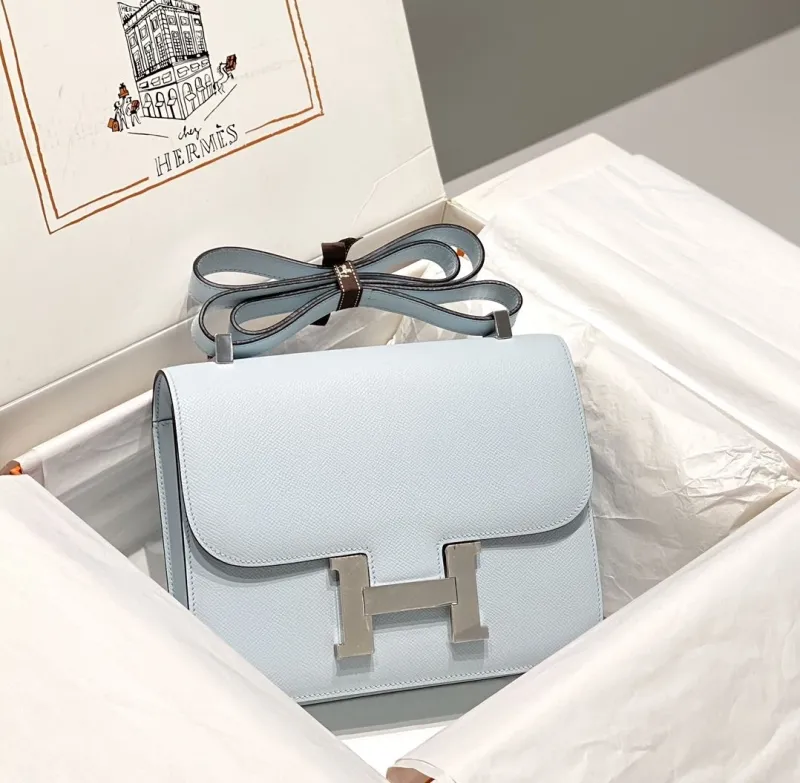 Hermes Light Blue Satchel Bag 268