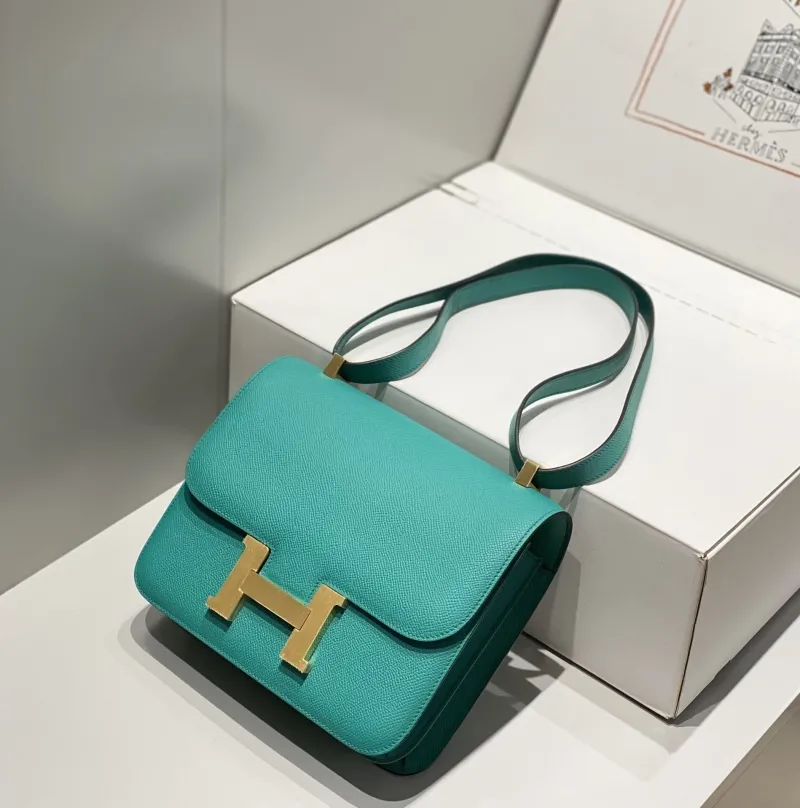 Hermes Turquoise Leather Crossbody Satchel Bag 269