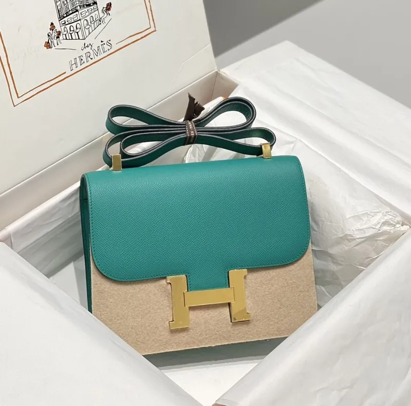 Hermes Teal Leather Crossbody Satchel Bag 270 - Image 3