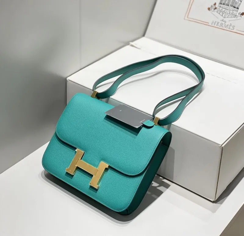 Hermes Teal Leather Crossbody Satchel Bag 270 - Image 5