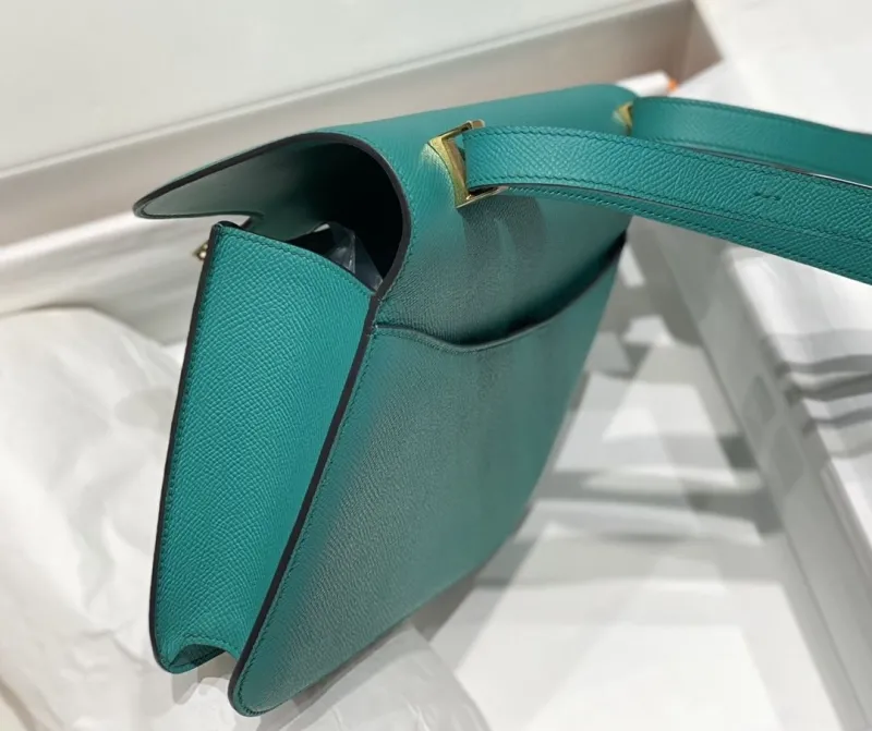 Hermes Teal Leather Crossbody Satchel Bag 270 - Image 6