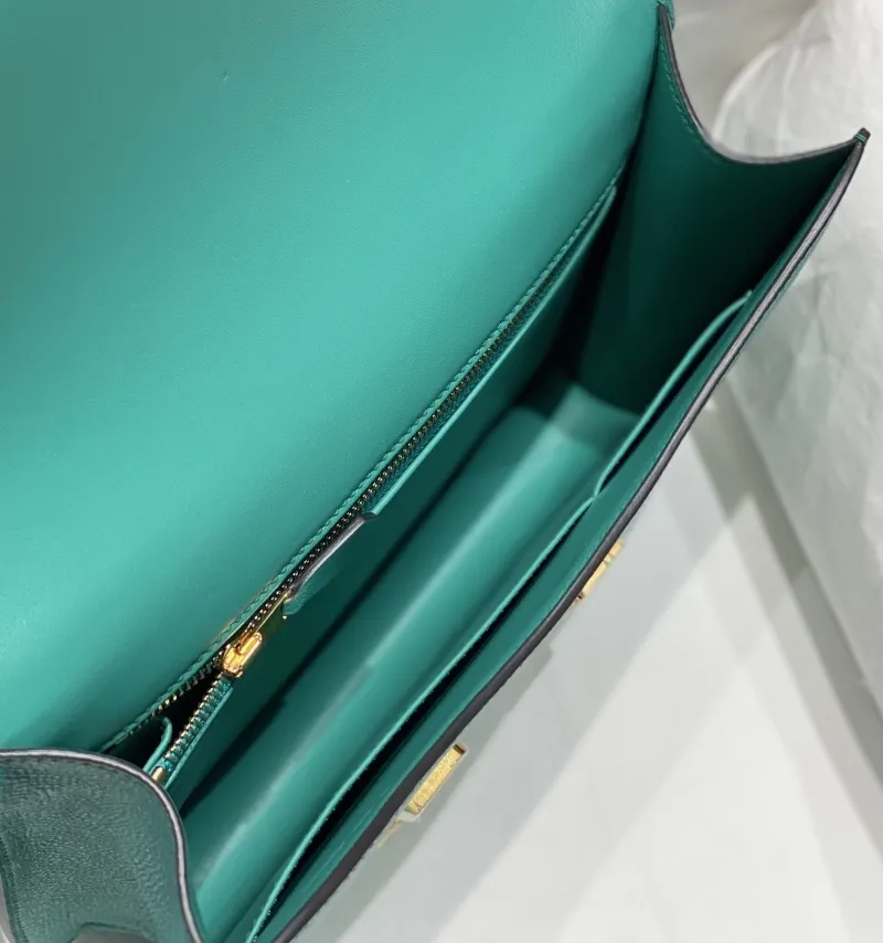 Hermes Teal Leather Crossbody Satchel Bag 270 - Image 9