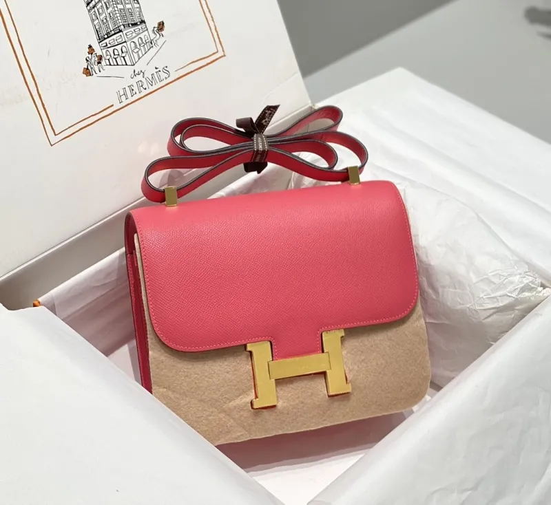 Hermes Pink Leather Satchel Bag 271