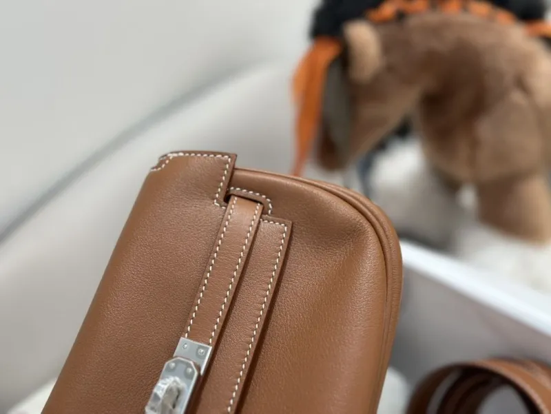 Hermes Brown Leather Satchel Bag with Pouch SKU 275 - Image 7