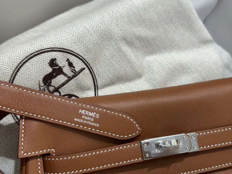 Hermes Brown Leather Satchel Bag with Pouch SKU 275 - Image 9