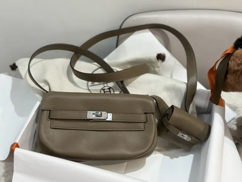 Alternative view of Hermes Taupe Leather Satchel Bag 277