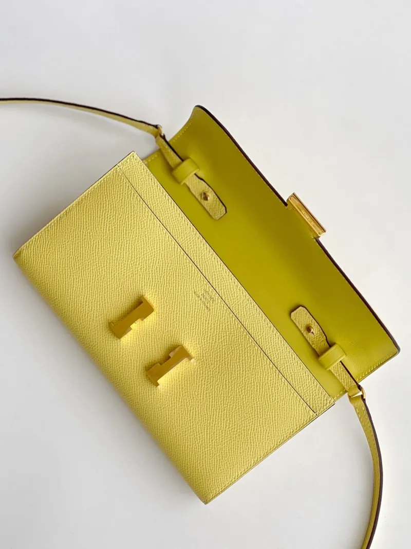 Hermes Pale Yellow Satchel Crossbody Bag 281 - Image 7