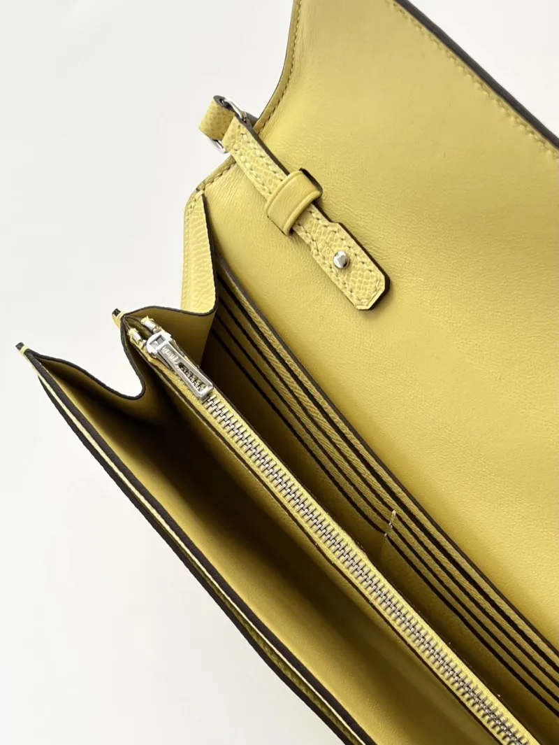 Hermes Pale Yellow Crossbody Wallet Bag 282 - Image 7