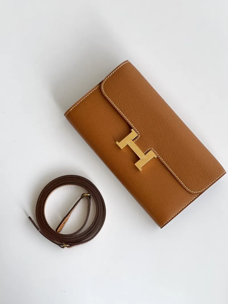 Hermes Brown Leather Crossbody Satchel Bag