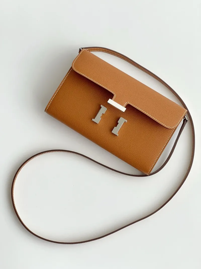 Alternative view of Hermes Tan Leather Crossbody Satchel Bag