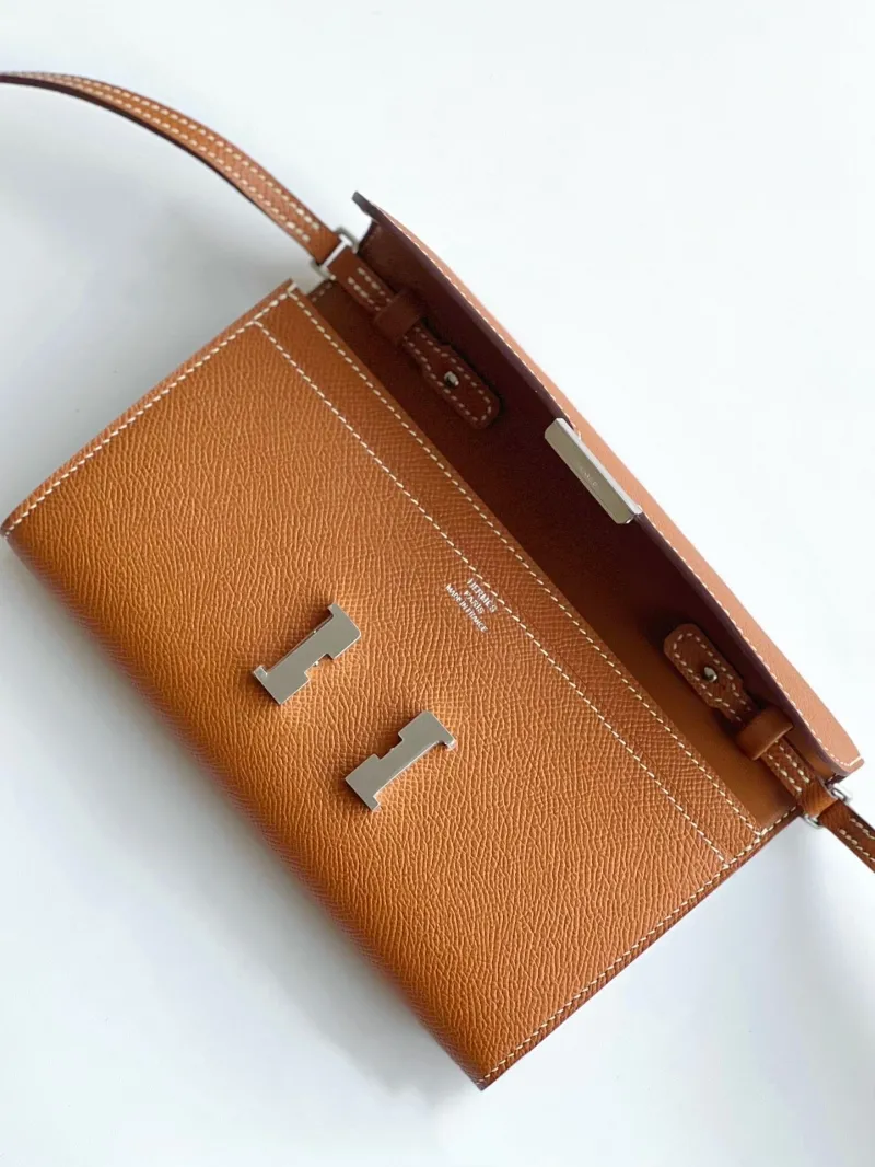 Hermes Tan Leather Crossbody Satchel Bag - Image 3