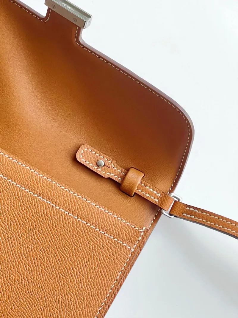 Hermes Tan Leather Crossbody Satchel Bag - Image 4