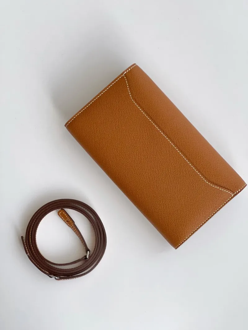 Hermes Tan Leather Crossbody Satchel Bag - Image 8