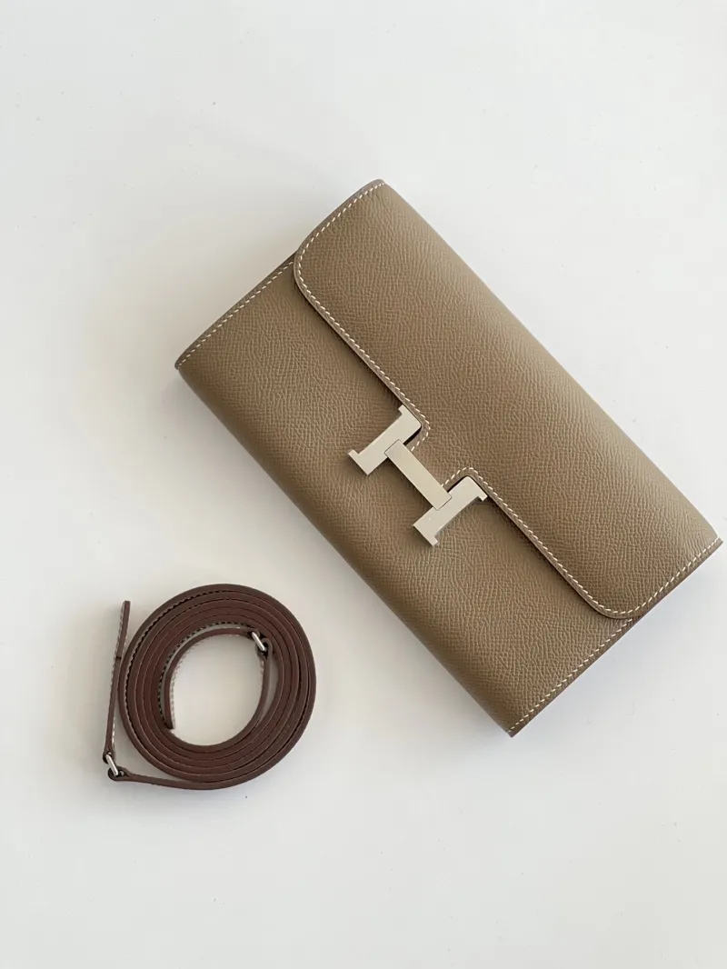 Hermes Taupe Leather Crossbody Satchel Bag 290