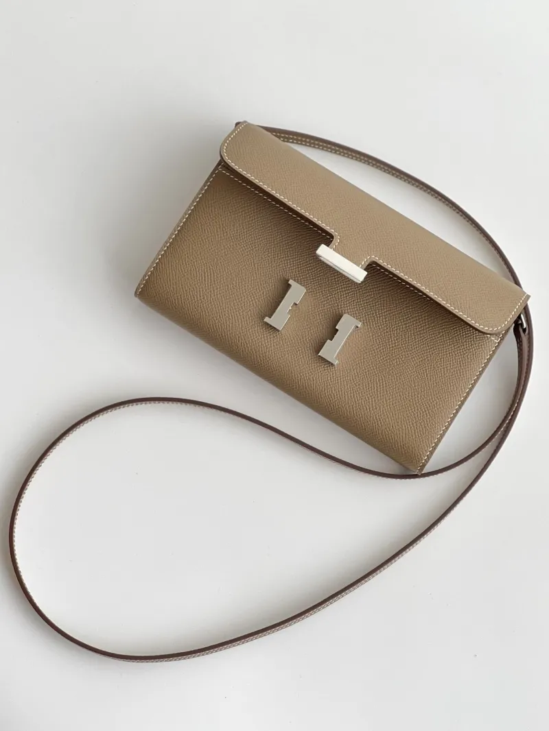 Alternative view of Hermes Taupe Leather Crossbody Satchel Bag 290