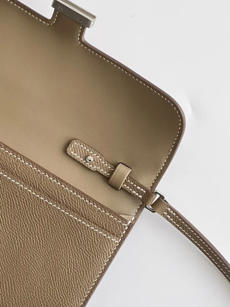 Hermes Taupe Leather Crossbody Satchel Bag 290 - Image 4