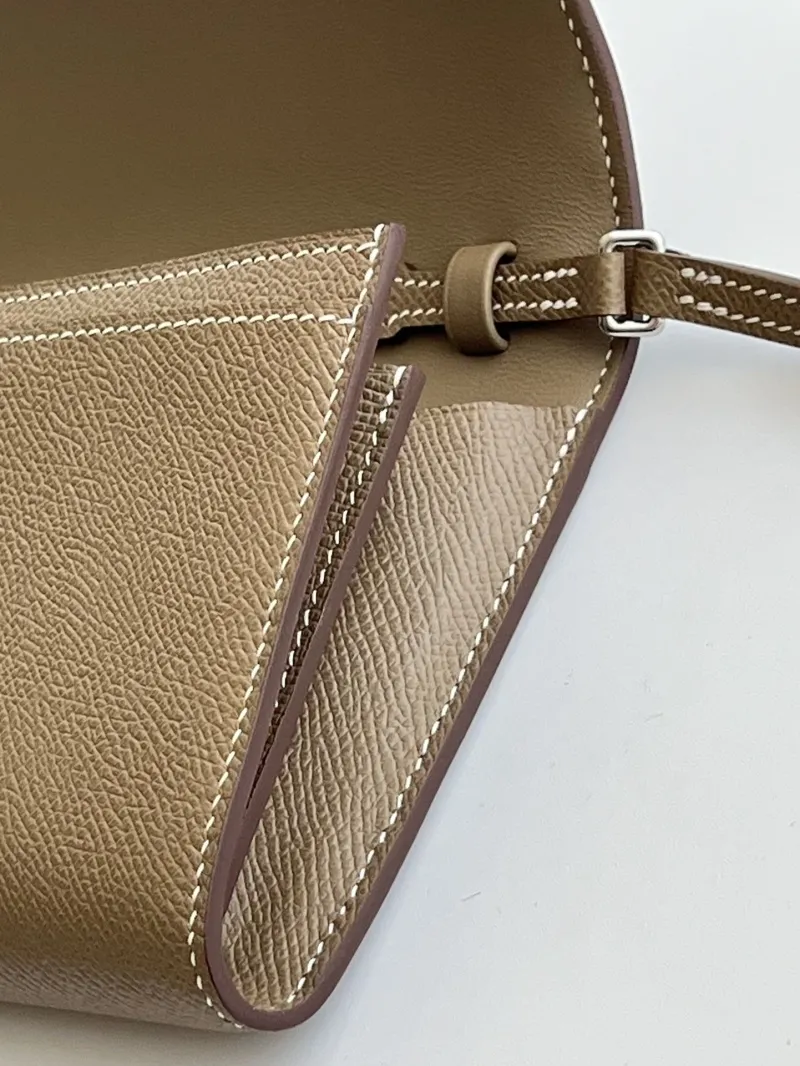 Hermes Taupe Leather Crossbody Satchel Bag 290 - Image 5