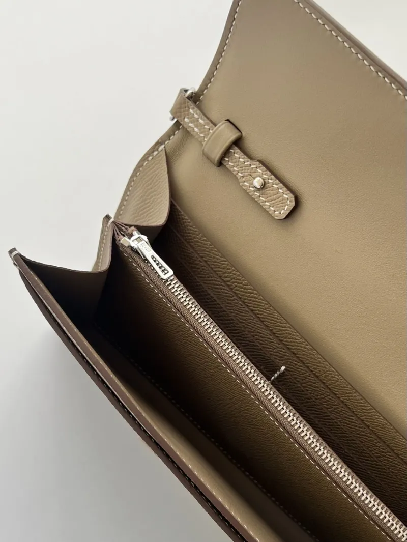 Hermes Taupe Leather Crossbody Satchel Bag 290 - Image 7