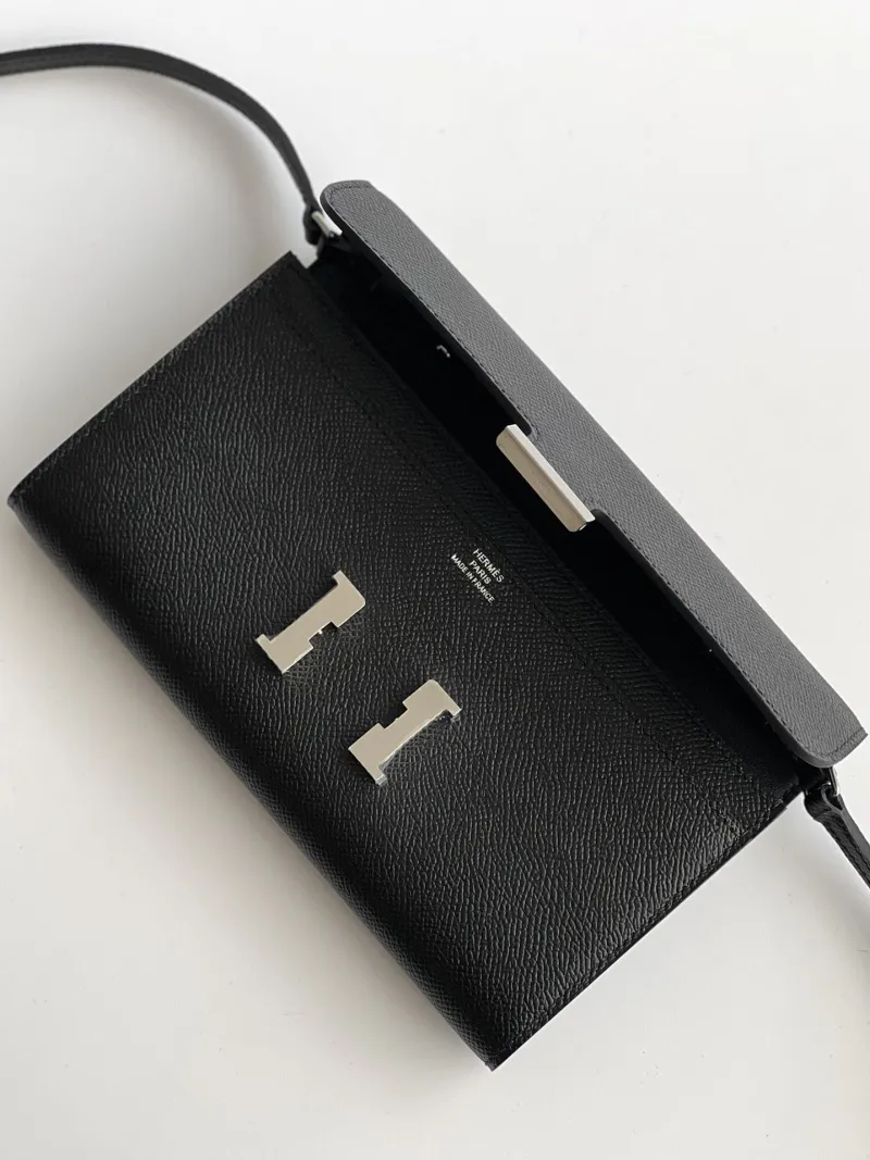 Hermes Black Leather Crossbody Satchel Bag - Image 3