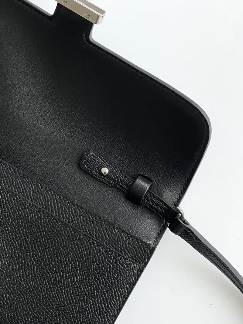 Hermes Black Leather Crossbody Satchel Bag - Image 4