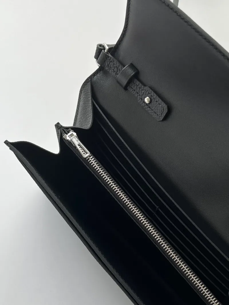 Hermes Black Leather Crossbody Satchel Bag - Image 7