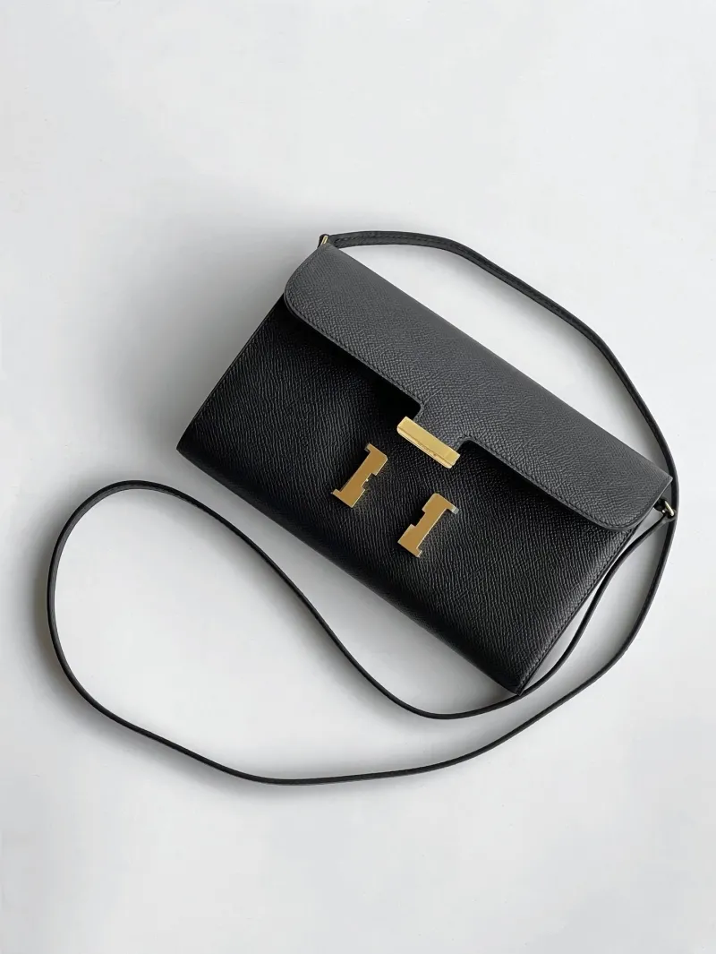 Alternative view of Hermes Black Leather Crossbody Satchel Bag 293