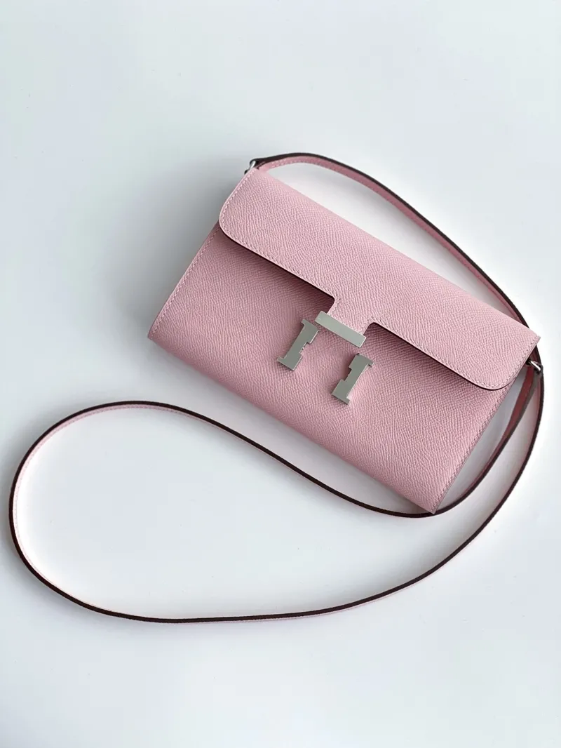 Alternative view of Hermes Pink Leather Crossbody Wallet Bag