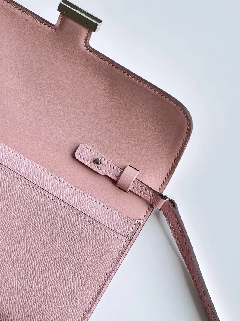 Hermes Pink Leather Crossbody Wallet Bag - Image 4