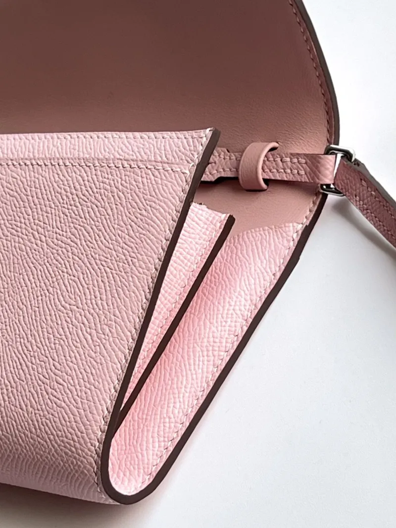 Hermes Pink Leather Crossbody Wallet Bag - Image 5