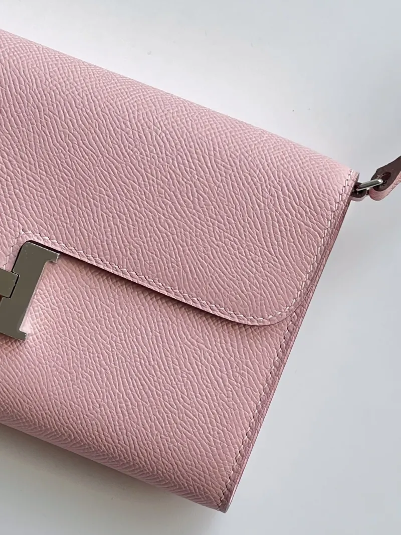 Hermes Pink Leather Crossbody Wallet Bag - Image 6