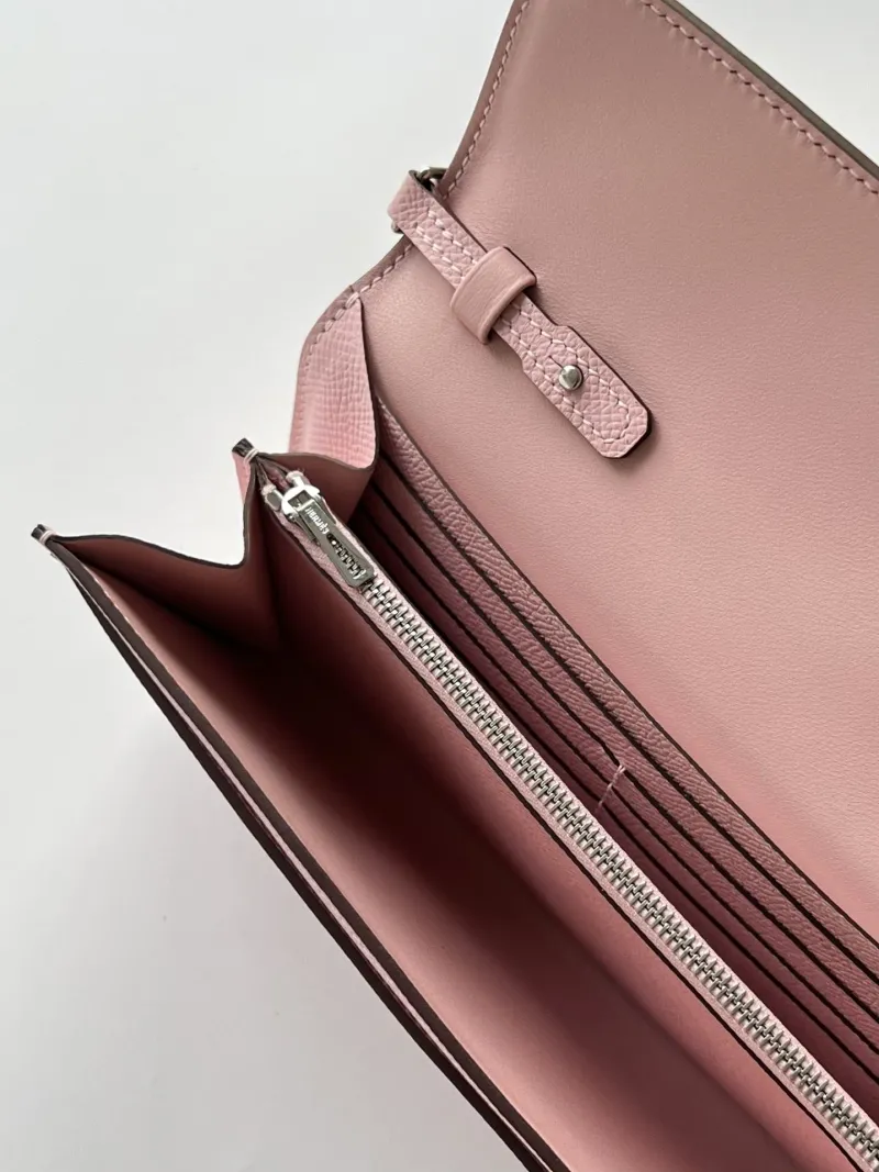 Hermes Pink Leather Crossbody Wallet Bag - Image 7